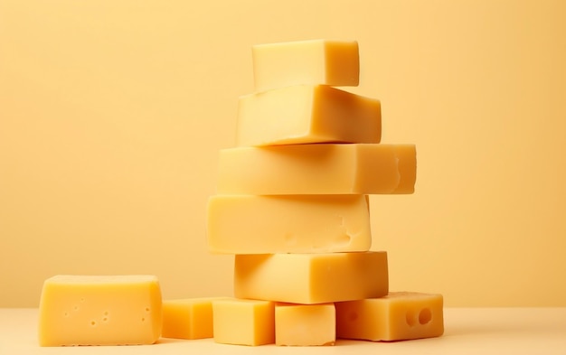 Layered Cheese on Pale Yellow Background