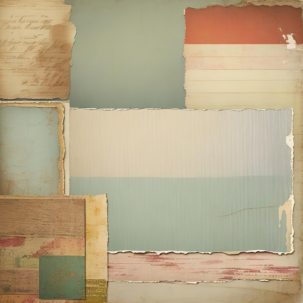 Photo layered collage with vintage textures and worn out materials background