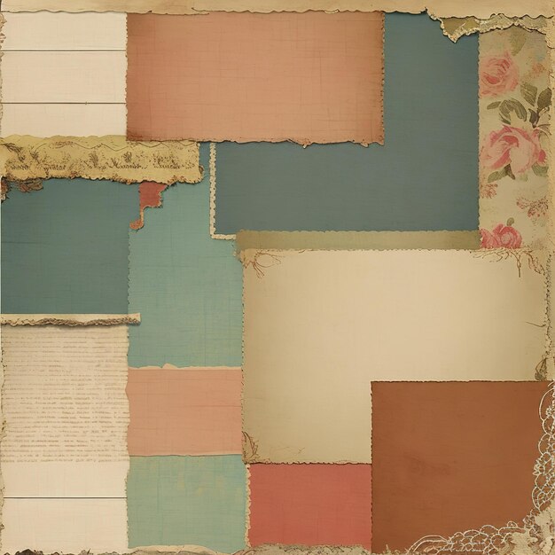 Photo layered collage with vintage textures and worn out materials background