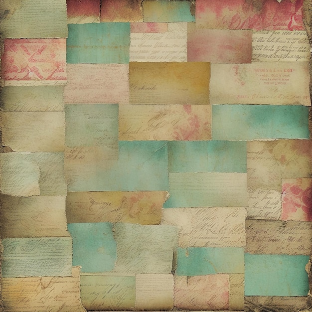 Layered collage with vintage textures and worn out materials background