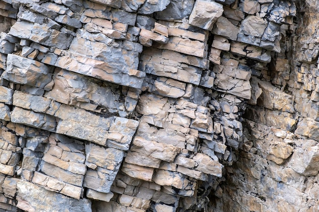 Photo layered empty rock limestone sandstone slate formation background texture copy space