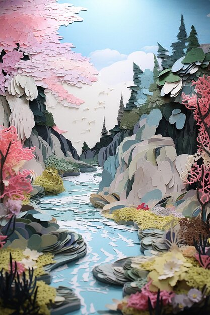 layered paper 3d diorama by monet