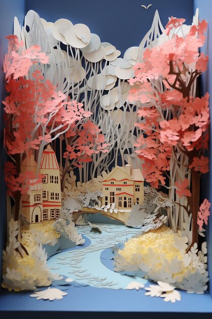 layered paper 3d diorama by monet