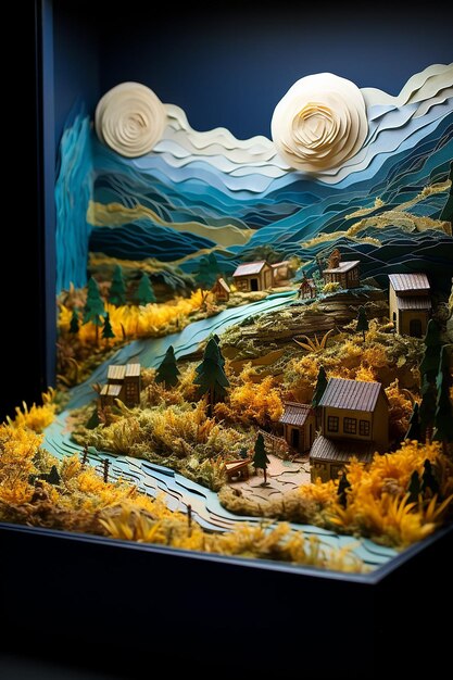 Foto diorama 3d di carta stratificata di vincent van gogh