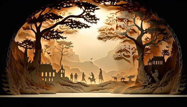 Layered paper art diorama