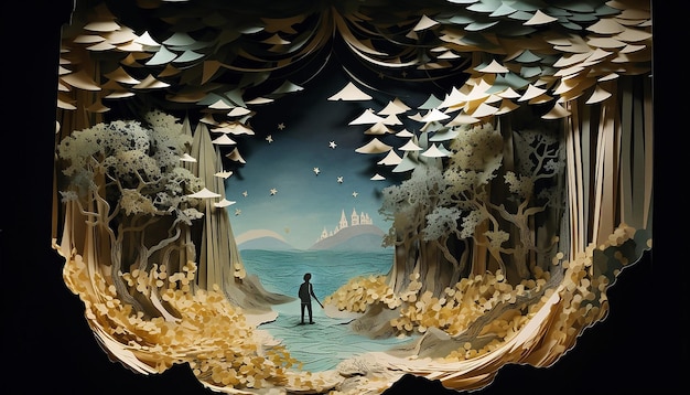 Photo layered paper art diorama