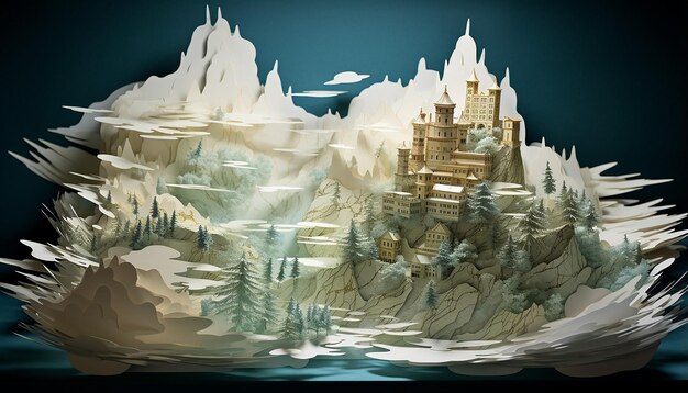 Layered paper art diorama