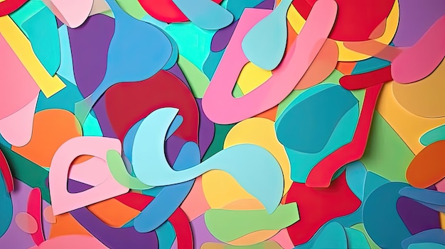 The layered paper shapes of this abstract background create a playful and dimensional effect reminiscent of paper cutouts or collages Generated by AI
