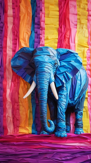 Layered Paper Silk Elephant A Whimsical Artwork