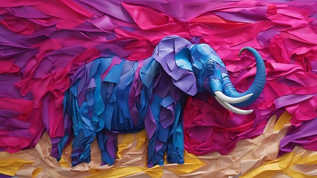 Layered paper silk elephant a whimsical artwork