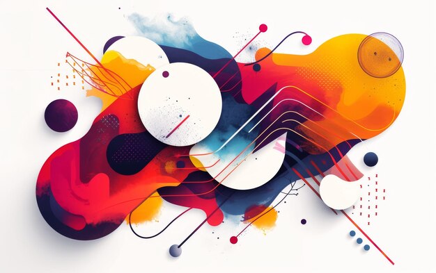 Layered Photoshop Illustration with Abstract Shapes On White Background