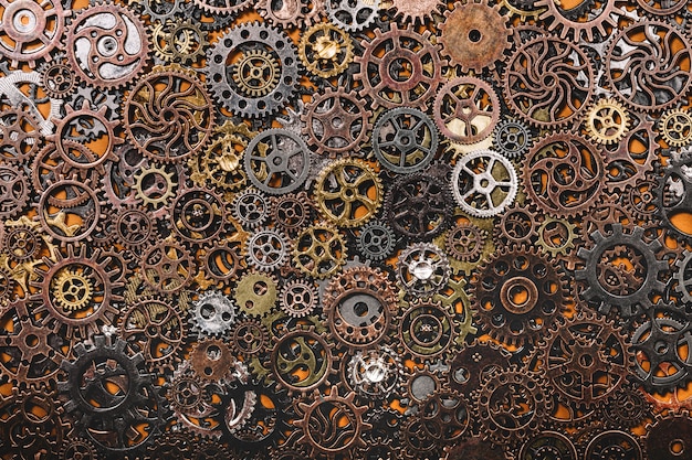 Layers of different cogwheels.