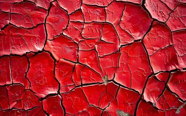 Layers of red paint crack and peel off a wall illustrating the relentless wear of the elements The facades texture speaks to the beauty found in decay