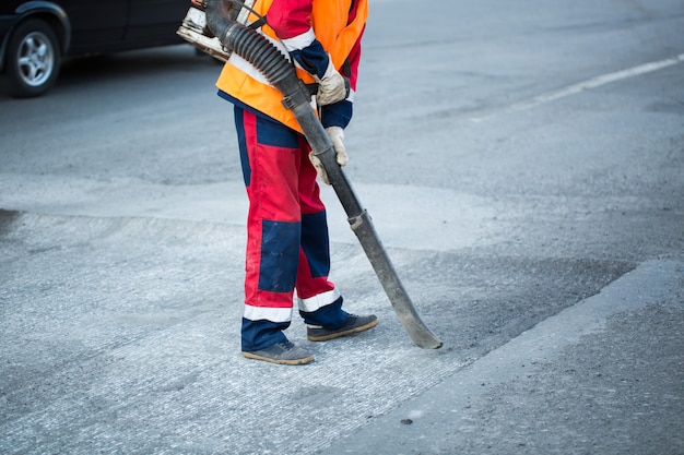 Laying asphalt in the city