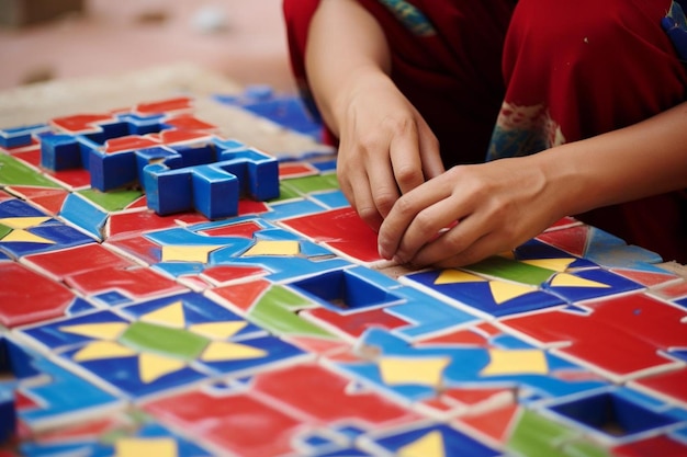 Photo laying ceramic tiles