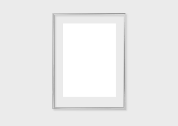Макет рамки 3х4 30х40 Макет с одной серебристой рамкой Чистый современный минималистичный яркий Портрет Вертикальный