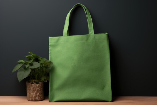 Layout of a green cloth bag recyclable products