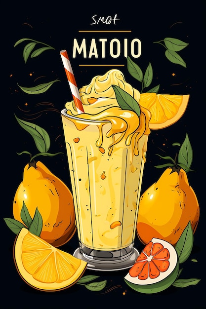 Layout of Mango Lassi Drink With Mango Slices Saffron Strands Vibrant India Poster Website Figma