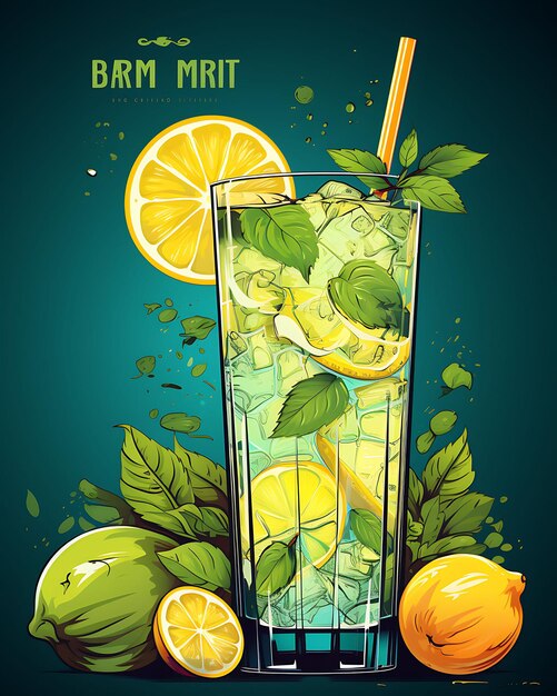 Layout of Nimbu Sharbat Drink With Lime Slices Mint Leaves Cool and Ci India Постер Веб-сайт Фигма