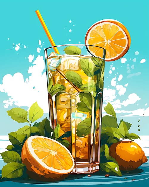 Layout of Nimbu Sharbat Drink With Lime Slices Mint Leaves Cool and Ci India Poster Website Figma