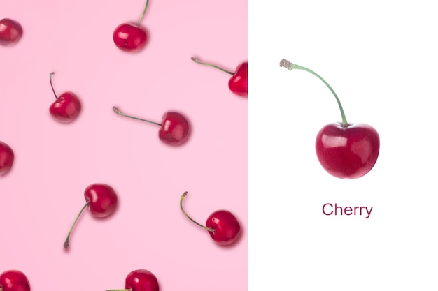 Photo layout of ripe cherries