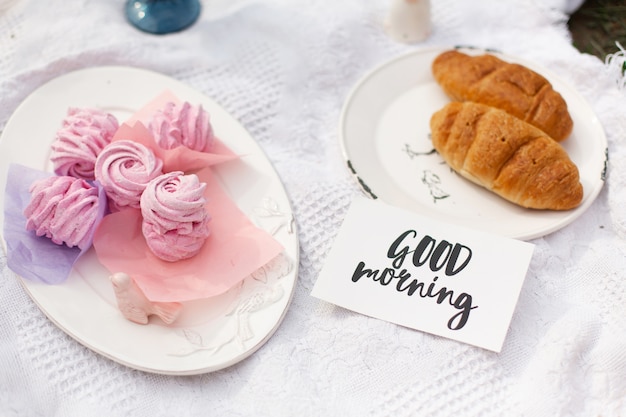 The layout of sweets in a pink girlish style.