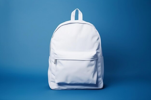 Photo layout of a white backpack