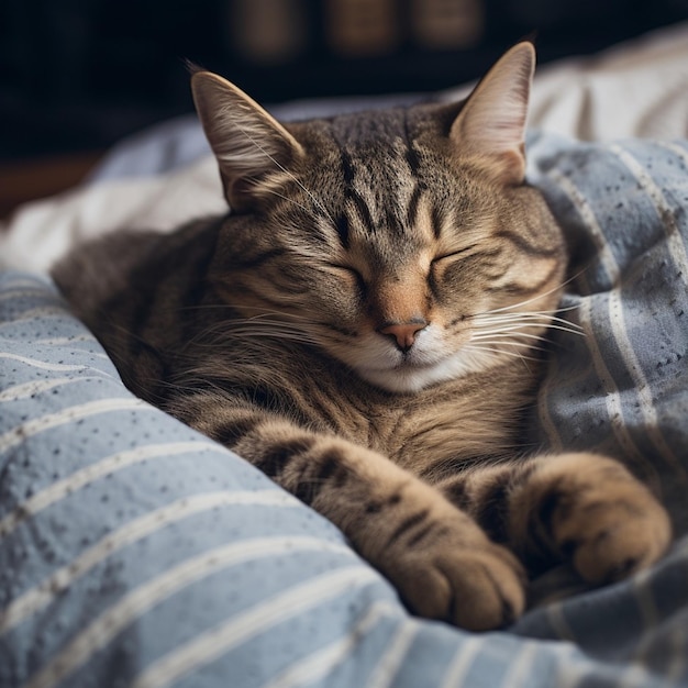 lazy cat sleep on bed