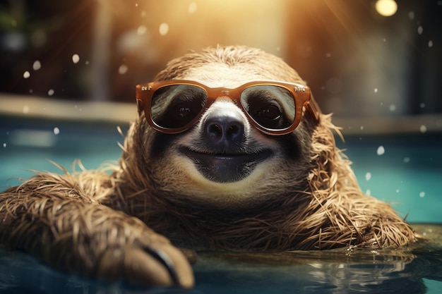 Lazy Sloth's Poolside Summer Adventure AI