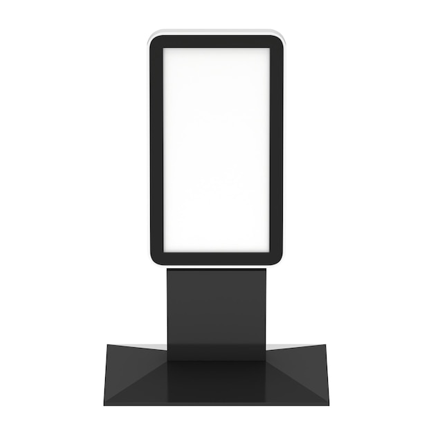 LCD Kiosk Stand Blank Trade Show Booth 3d render geïsoleerd op een witte achtergrond Hoge resolutie