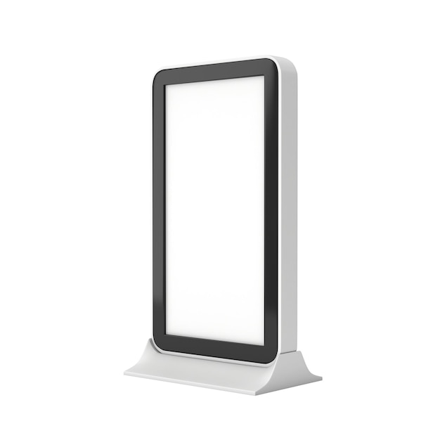 LCD Kiosk Stand Blank Trade Show Booth 3d render geïsoleerd op een witte achtergrond Hoge resolutie