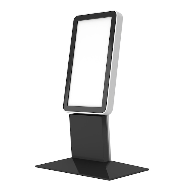 LCD Kiosk Stand Blank Trade Show Booth 3d render geïsoleerd op een witte achtergrond Hoge resolutie