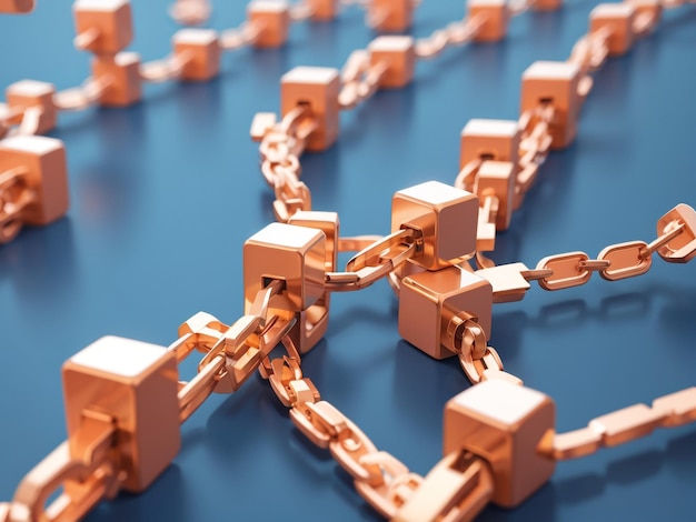 Foto le blockchain concept catena di connessioni di rete