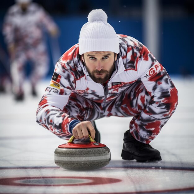 Foto le curling humain une etrange fusion entre sport de glace et balais vivants