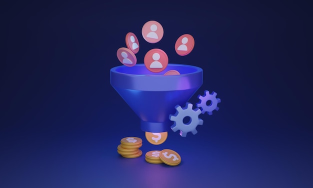 Lead generation as online customer marketing tool 3D illustration concept