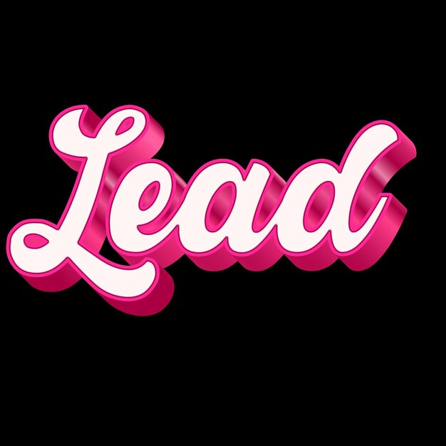 Lead Typography 3D Design Pink Black White Background Photo JPG