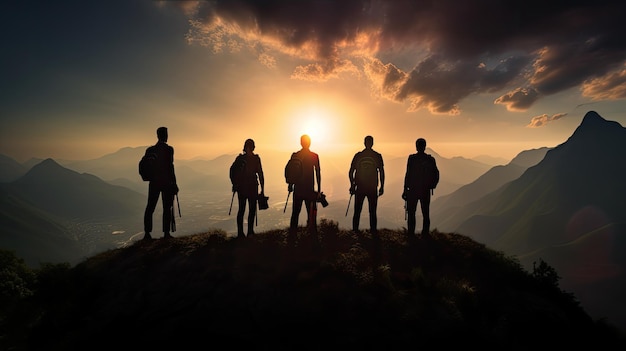 Leadership Concept Team s mountain silhouette