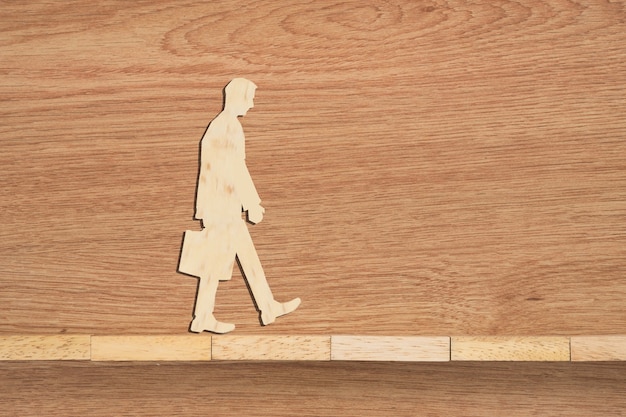 Leadership concept, Wooden blocks and businessman