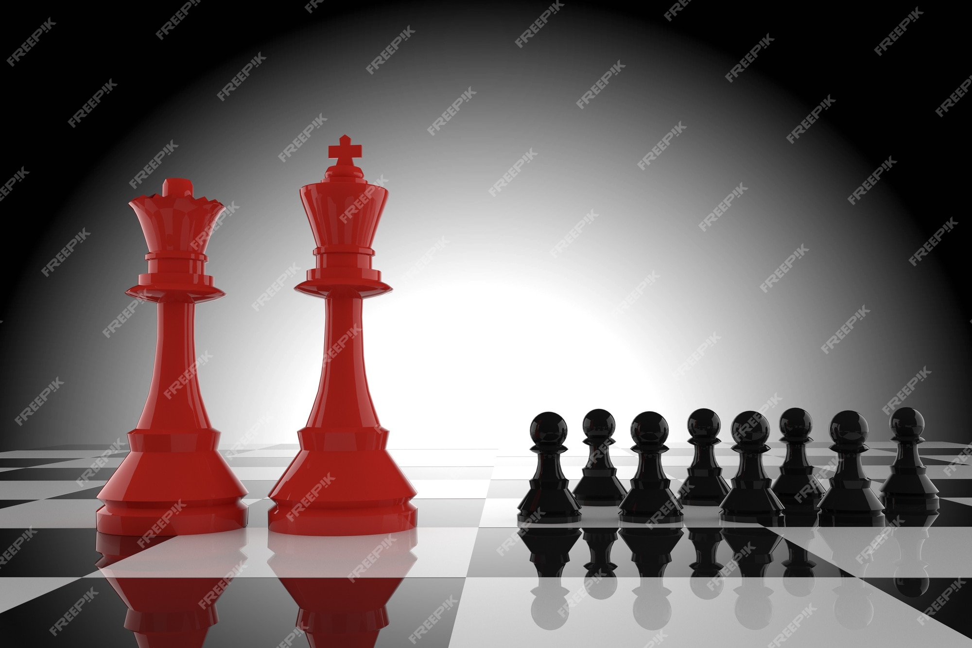 Chess King And Queen On Chessboard. 3D Illustration. Stock Photo, Picture  and Royalty Free Image. Image 207327878.