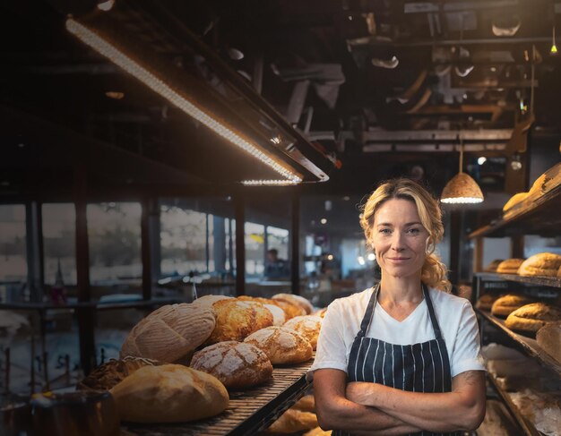 Foto dirigendo con forza una donna al timone del suo ristorante