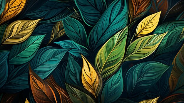 Leaf abstract green texture nature background generative ai