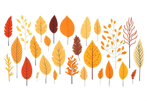 Leaf autumn background set pattern nature