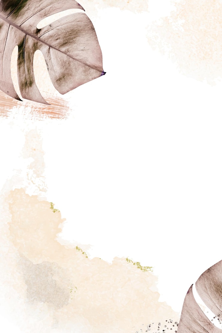 Photo leaf border frame png with watercolor brush stroke in beige