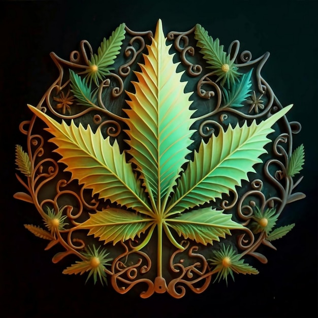 Leaf of Cannabis sativa