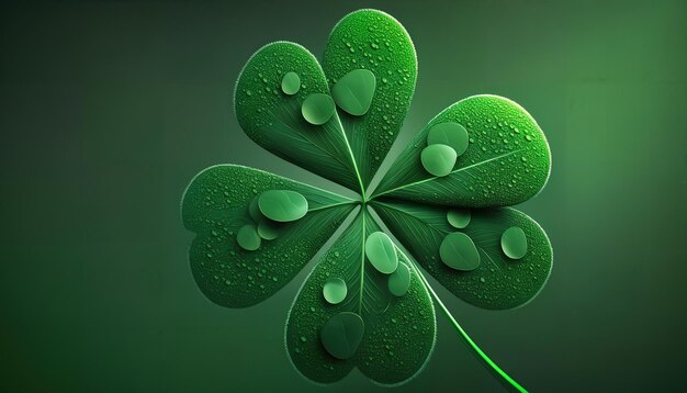 A leaf clover with water drops on it