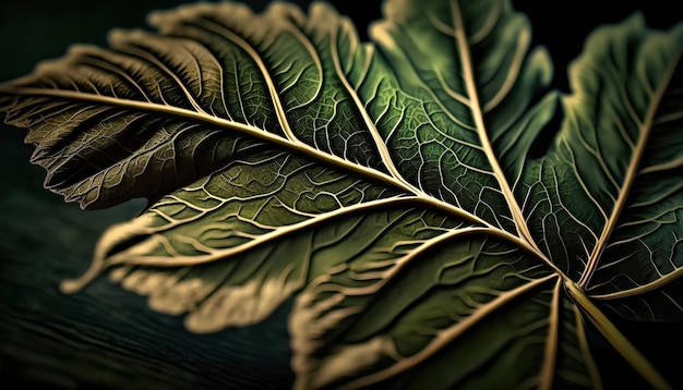 A leaf on dark background