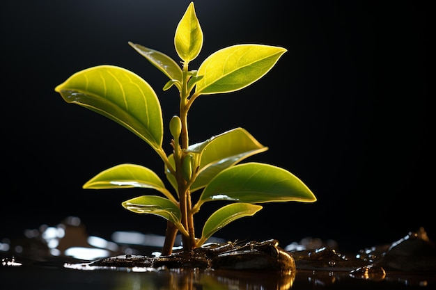 Photo a leaf in a dramatic lighting setup