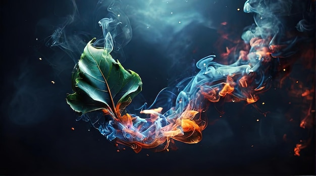 a leaf in the fire that is burning