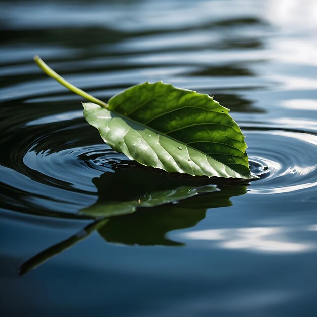 葉が水に浮かんでいる