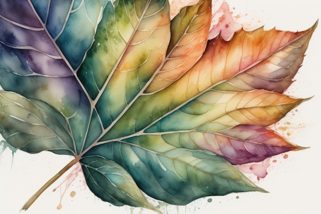 Photo leaf and flower floral watercolor background